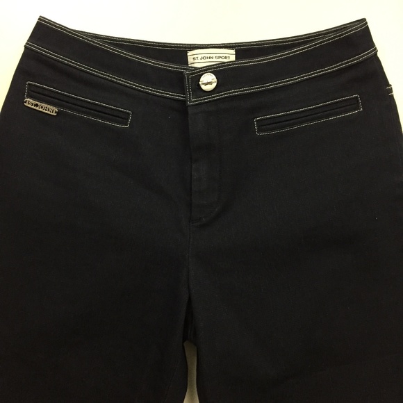 ST JOHN SPORT White Stitching Cropped Jeans - Picture 4 of 8